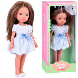 Lovely Girl Panenka brunetka s dlouhými vlasy v bílých šatech 33cm ZA5850 univerzální