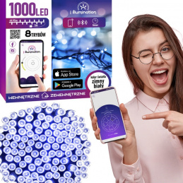 1000 LED SVĚTEL STUDENÁ BÍLÁ - OVLÁDÁNÍ TELEFONEM