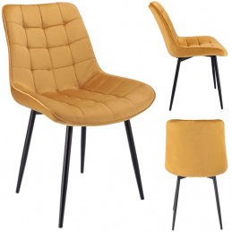 Čalouněná velurová hořčicová židle MISTY