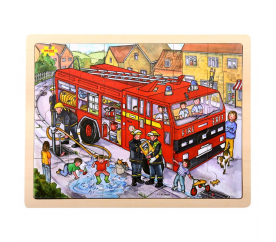 Bigjigs Toys Dřevěné puzzle hasiči 24 dílků