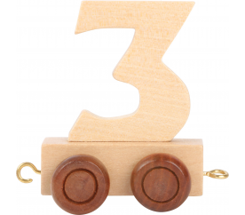 Vagónek dřevěné vláčkodráhy - přírodní číslice - číslo 3