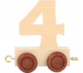 Vagónek dřevěné vláčkodráhy - přírodní číslice - číslo 4