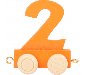 Vagónek dřevěné vláčkodráhy - barevné číslice - číslo 2