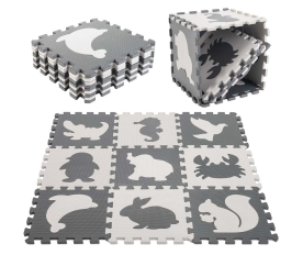 Aga Kontrastní pěnové Puzzle 85 cm x 85 cm 9 dílů Černo-bílé