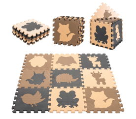 Aga Kontrastní pěnové Puzzle 85 cm x 85 cm 9 dílů Hnědé