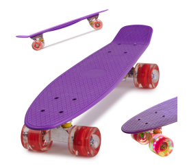 Aga Fiskeboard skateboard LED kolečka fialová