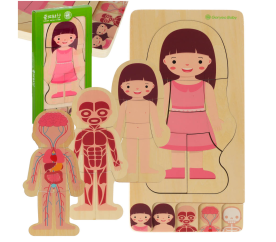 Aga Dřevěné puzzle Montessori části těla Dívka