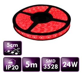 LED pásek - SMD 2835 - 5m - 60LED/m - 4,8W/m - IP20 - červený