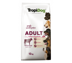 TropiDog Premium Adult M&L hovězí s rýží 12kg
