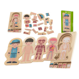 Aga Dřevěné puzzle Montessori části těla Chlapec