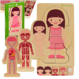 Aga Dřevěné puzzle Montessori části těla Dívka