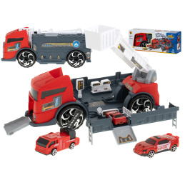 Aga Transportér 2v1 Parkovací garáž hasiči + 3 auta Červená