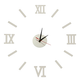 Aga Nástěnné hodiny stříbrné římské číslice
