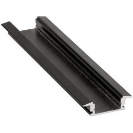 Zapuštěný profil BRG-23 SLIM pro LED pásky černý 2m + opálový kryt + držák + koncovky