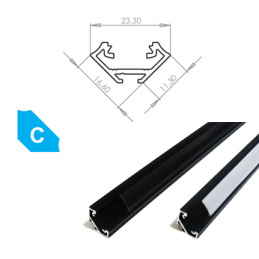 Hliníkový Profil pro LED pásky C Rohový Eloxovaný černý 2m
