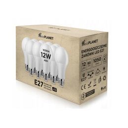 6x LED žárovka - ecoPLANET - E27 - 12W - 1050Lm - studená bílá