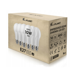 10x Żarówka LED E27 A60 10W 800lm - biała neutralna