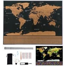 Mapa světa - stírací los s vlajkami + doplňky