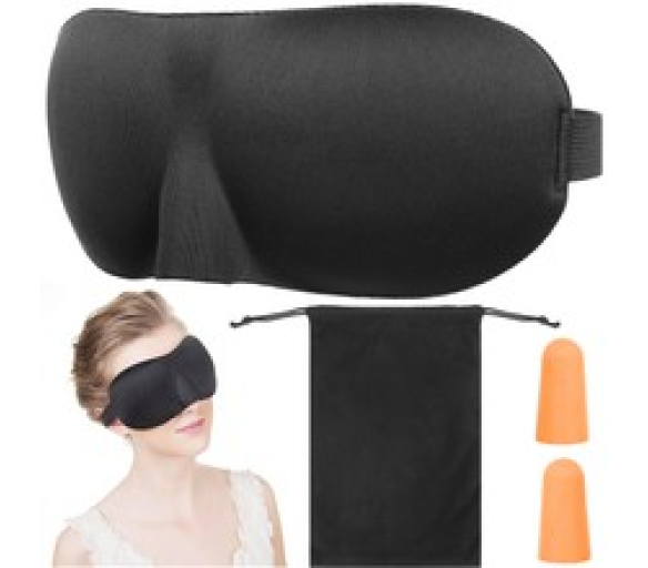 Maska na spaní 3D + špunty do uší Černá ISO