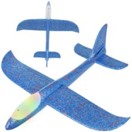 Modré LED polystyrenové letadlo