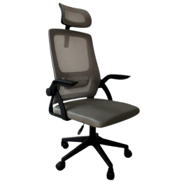 Otočné křeslo K9 GREY, Kancelářská židle s opěrkou hlavy