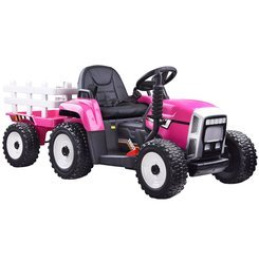 Elektrický traktor s přívěsem a dálkovým ovládáním PA0242 Růžový