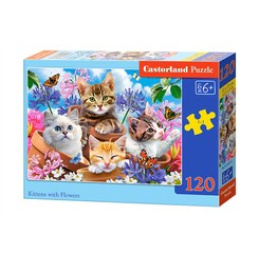 CASTORLAND Puzzle 120 dílků - Koťata s květinami