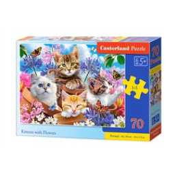 CASTORLAND Puzzle 70 dílků - Koťata s květinami