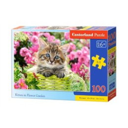 CASTORLAND Puzzle 100 dílků - Koťátko v květinové zahradě