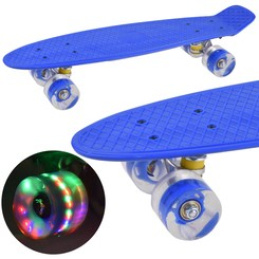 Skateboard se svítícími kolečky SP0715 Modrý