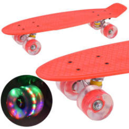 Skateboard  se svítícími kolečky SP0715 Červený
