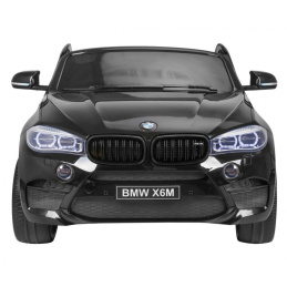BMW X6M XXL pro 2 děti Lak černá + Dálkové ovládání + Eko kůže + Bezpečnostní pásy + Pomalý start + MP3 + LED