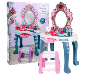 Interaktivní toaletní stolek se zrcadlem a stoličkou pro dívky 3+ Světelné zvuky 22 el.